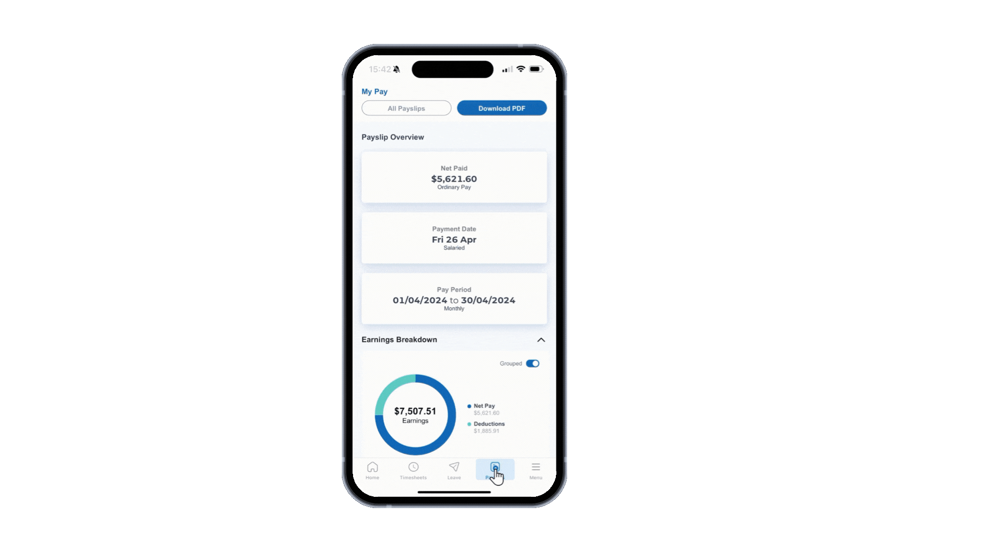 Mobile Payslip Interface