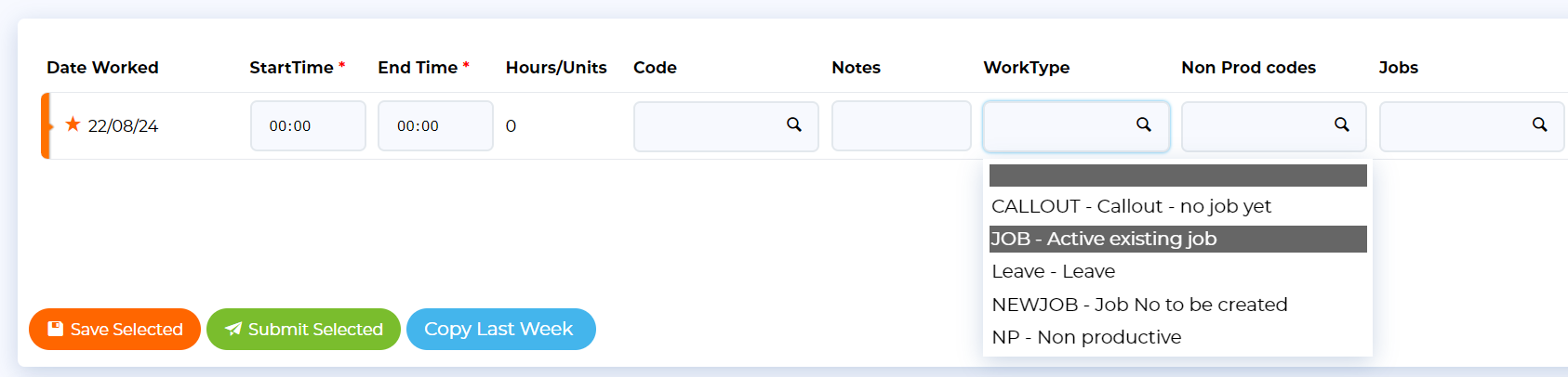 Digital Timesheet View
