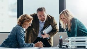 Colleagues working together in an office