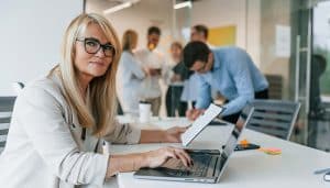 Woman working on payroll processing